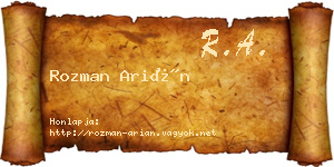 Rozman Arián névjegykártya